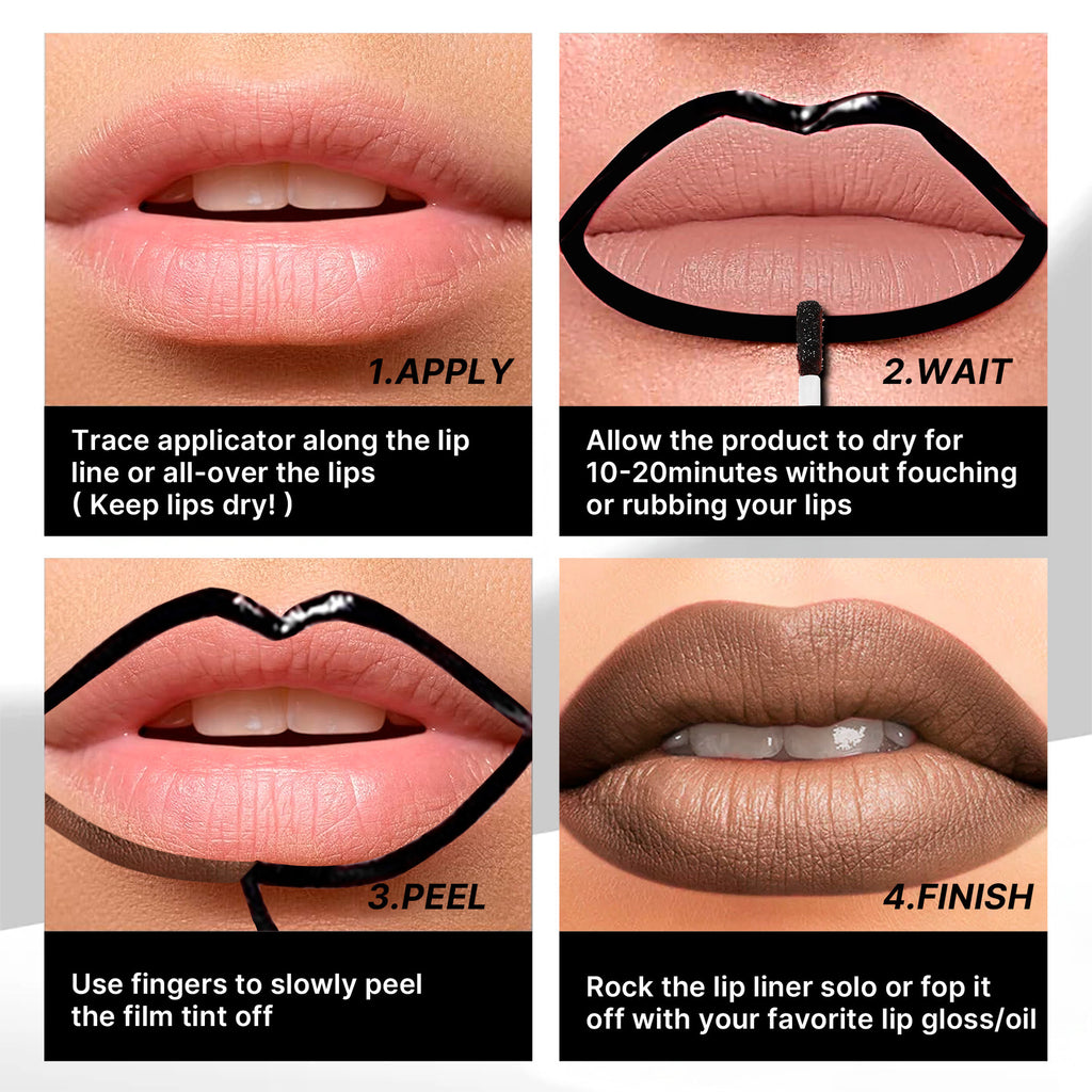 LIP LINER STAY-N-Peel-Off Lip Liner Stain - All Day & Night Lipliner with Hyaluronic Acid & Vitamin E